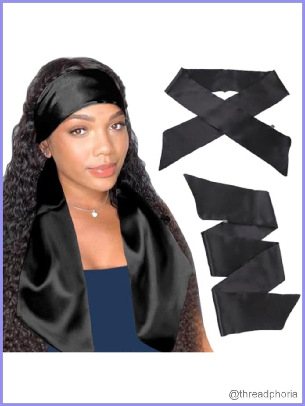 Satin Edge Laying Scarf for Wigs Non Slip Hair Wrap Yoga Headband 56 Inch